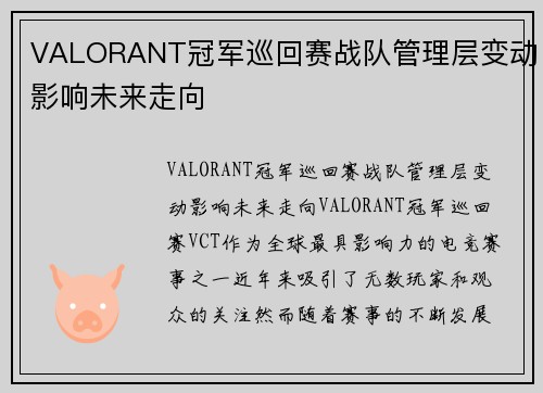 VALORANT冠军巡回赛战队管理层变动影响未来走向